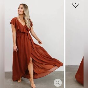 Baltic Born Katya Ruffle Maxi Dress | Rust - XXL